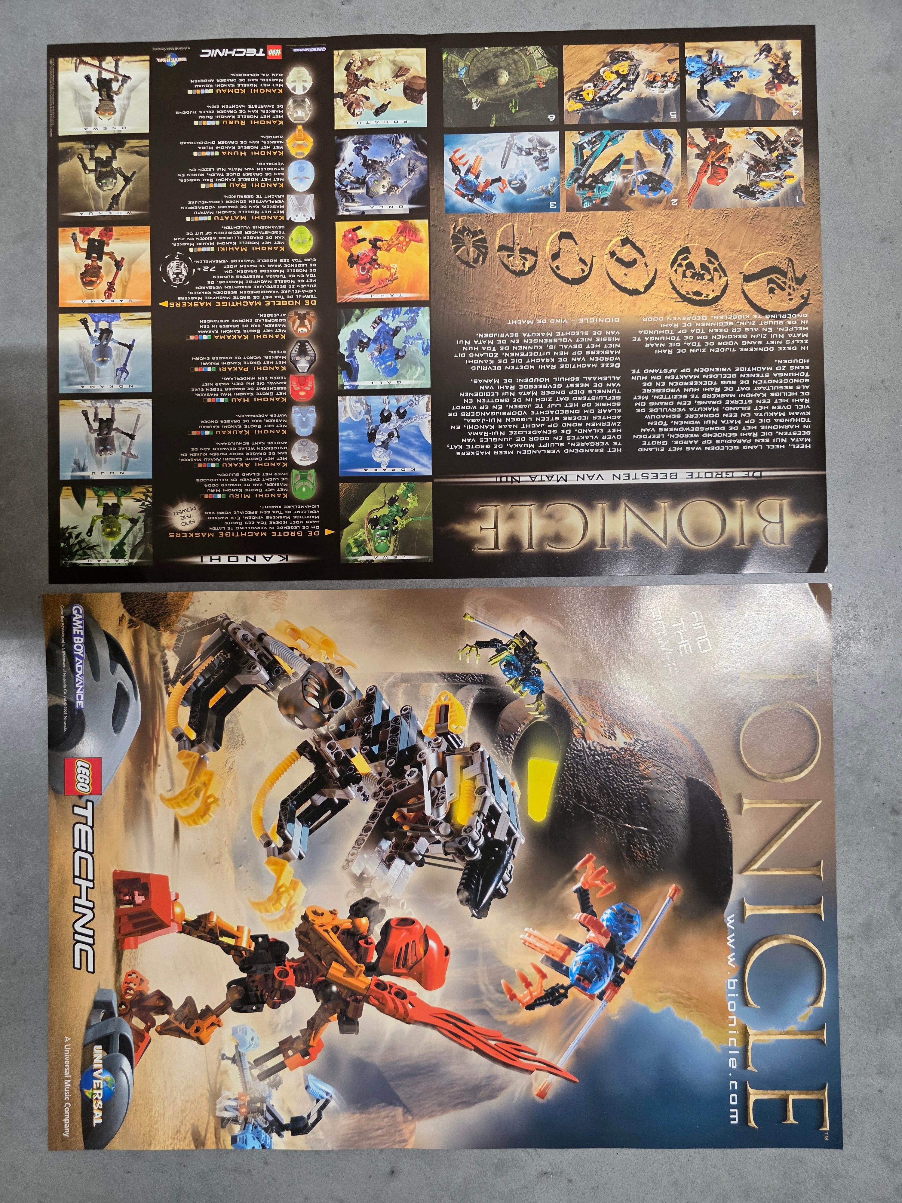 Vintage LEGO Bionicle Tahu en Muaka Poster - A3 Dubbelzijdig - Origineel Winkelmateriaal