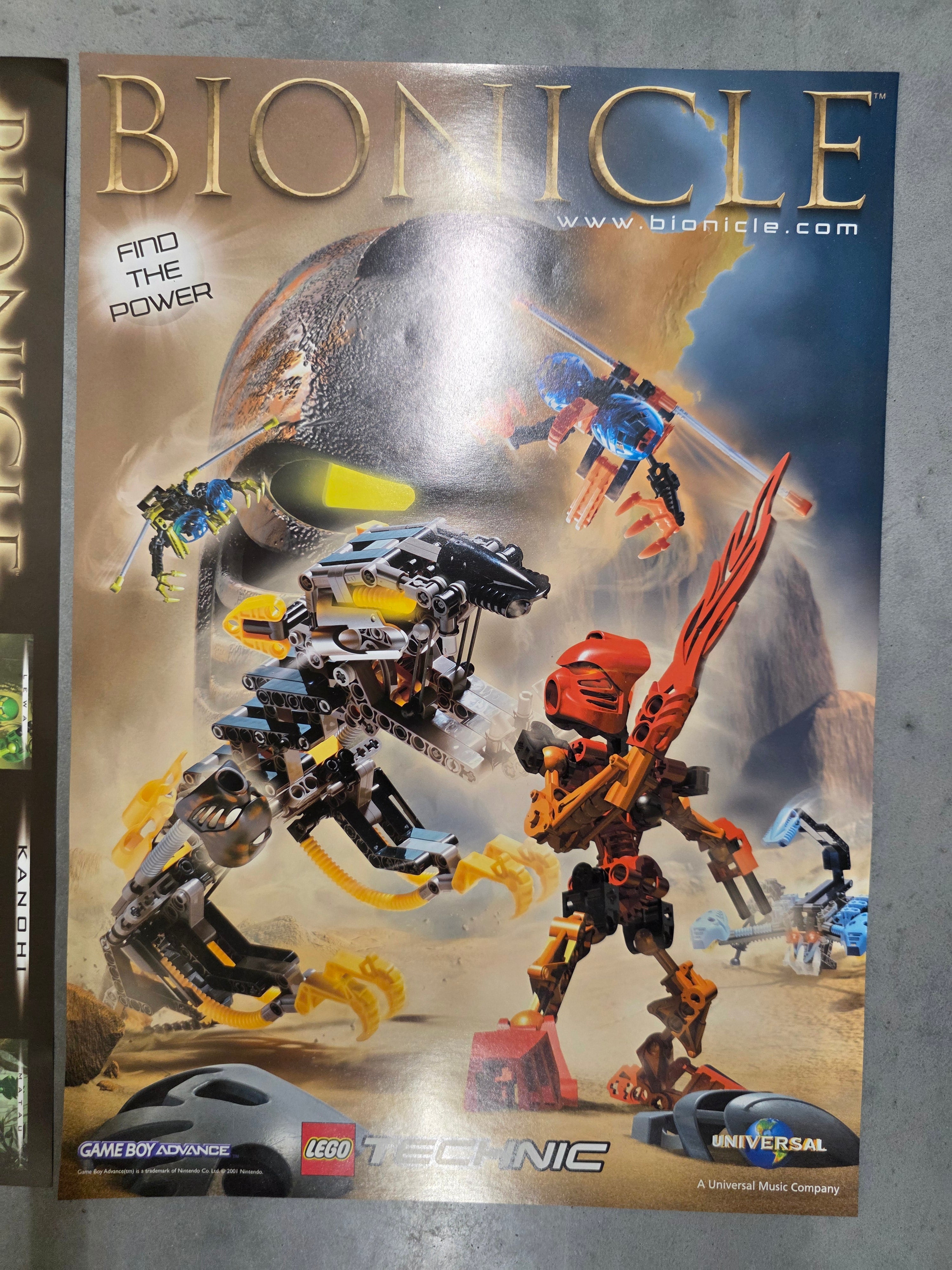 Vintage LEGO Bionicle Tahu en Muaka Poster - A3 Dubbelzijdig - Origineel Winkelmateriaal